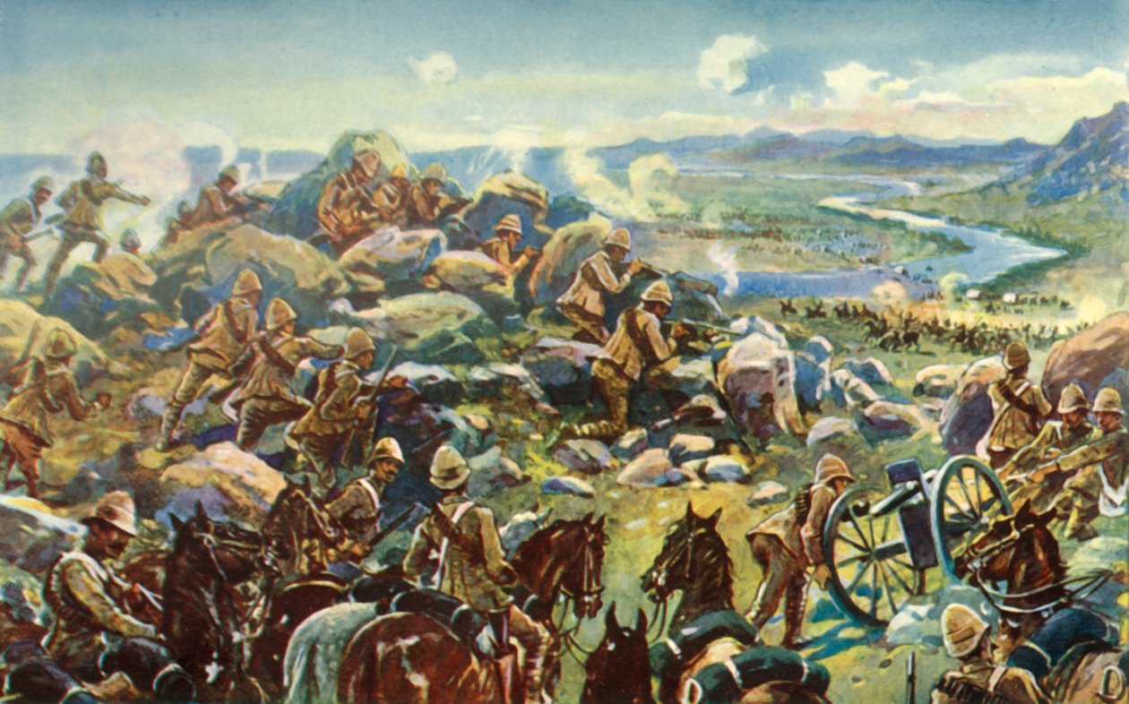 På vei av Cronje - General French blokkerer veien ved Koodoosrand Drift, 1901. av Unbekannt