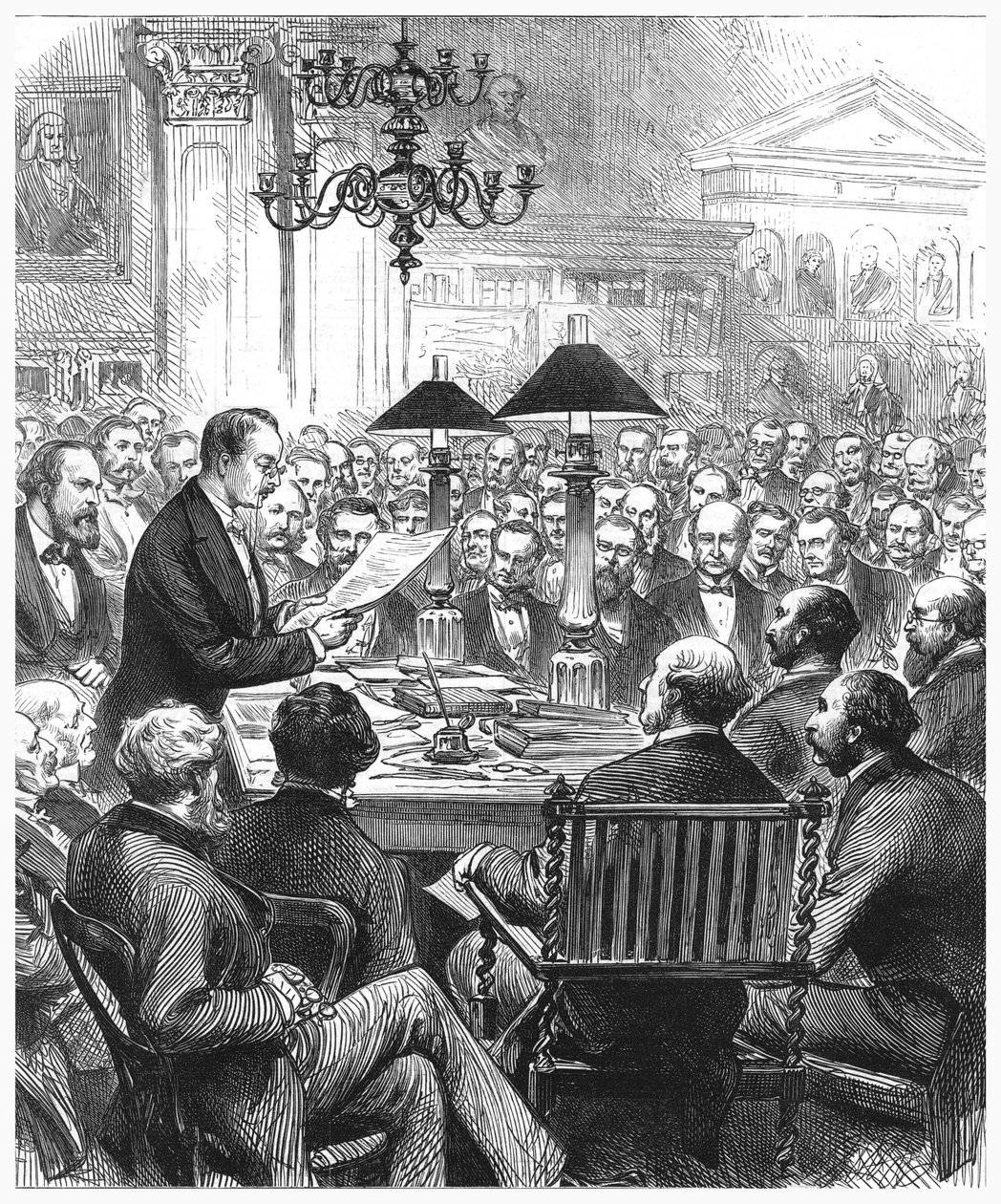 Heinrich Schliemann foreleser i London, 1877 av Unbekannt