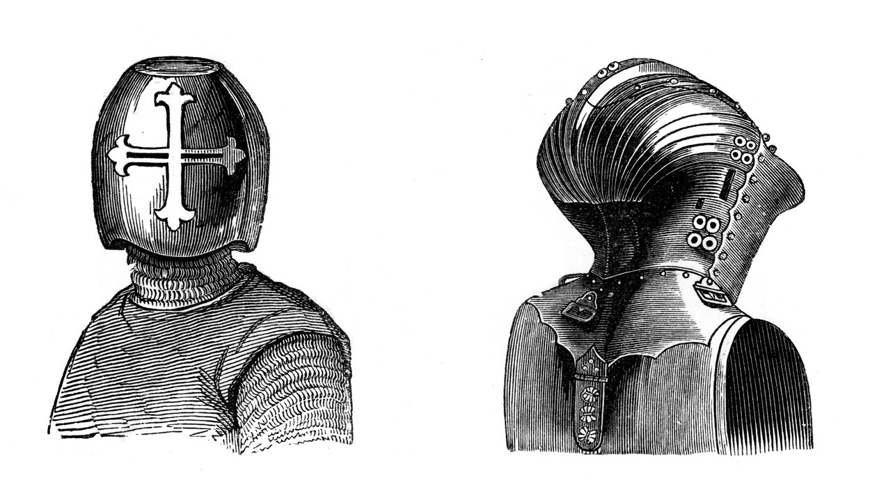 Hjelmer, 1200- og 1400-tallet, 1870 av Unbekannt