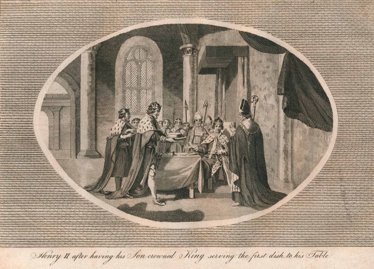 Henry II, etter å ha fått sønnen kronet til konge, serverte den første retten til bordet hans, 1170 1793 av Unbekannt