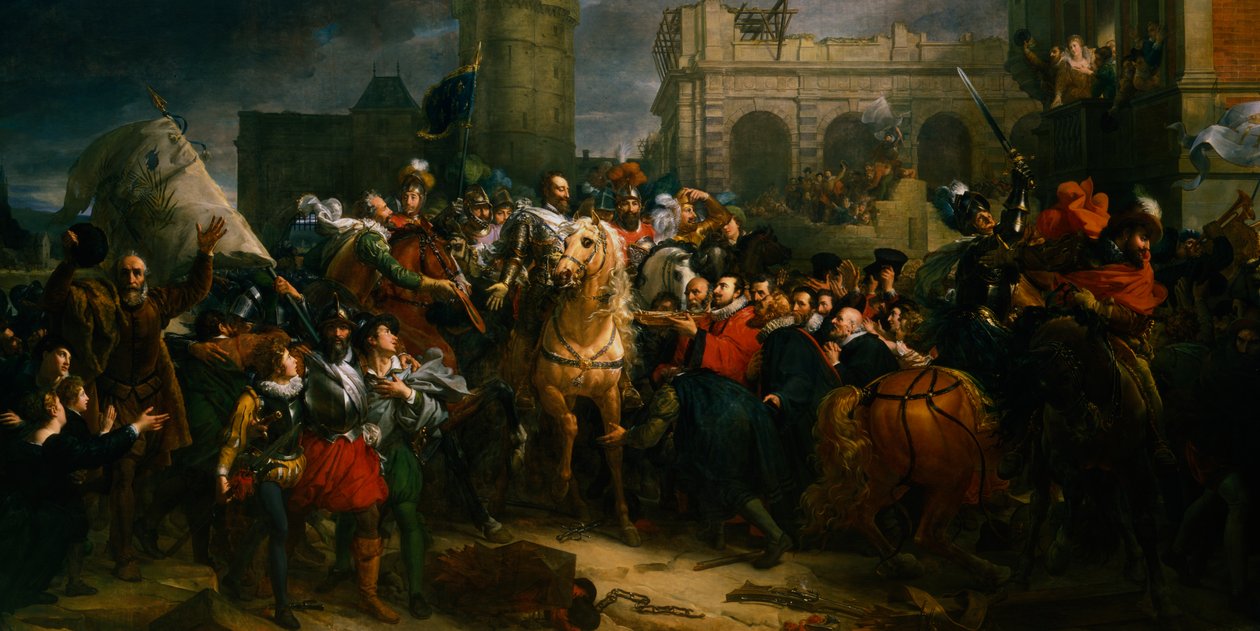 Henry IV av Frankrike på vei inn i Paris, 22. mars 1594 1800-tallet av Unbekannt