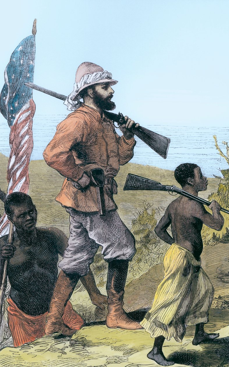 Henry Morton Stanley nærmer seg Tanganyikasjøen, Afrika, 1800-tallet av Unbekannt