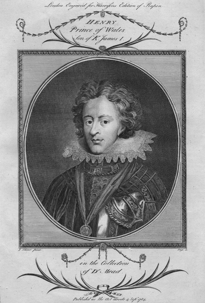 Henry, Prince of Wales, sønn av kong James I, 1784. av Unbekannt