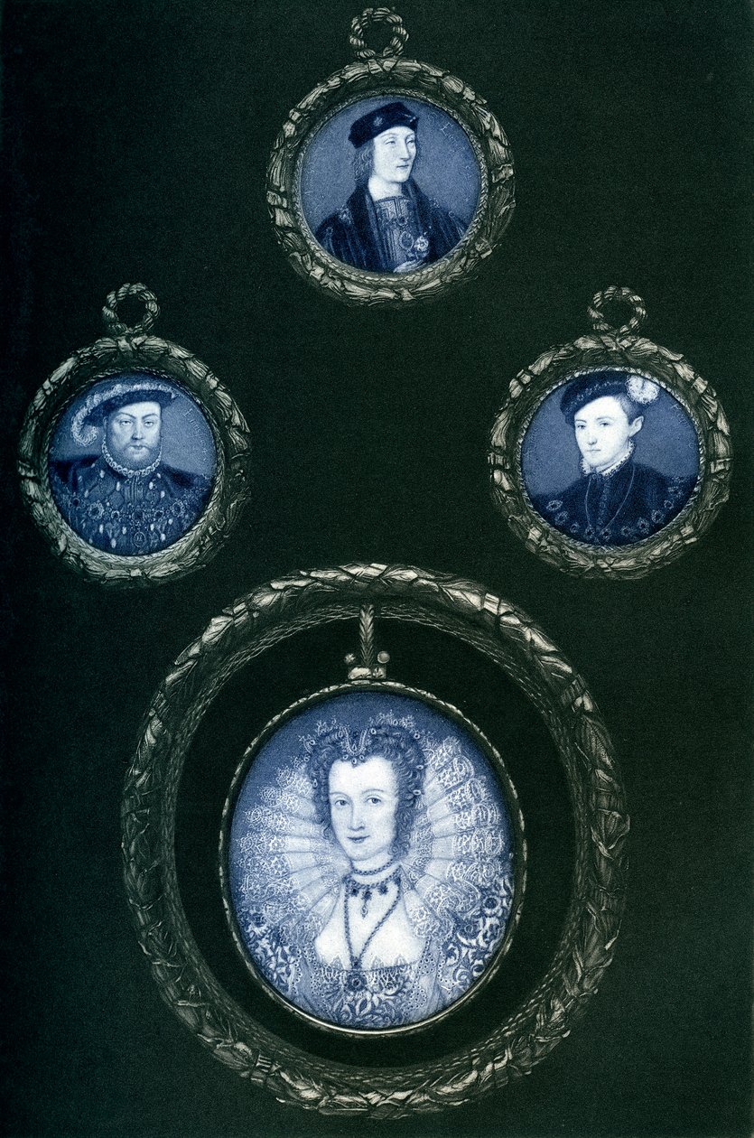 Henry VII, Henry VIII, Edward VI, Elizabeth I, 1500-tallet, 1896 av Unbekannt