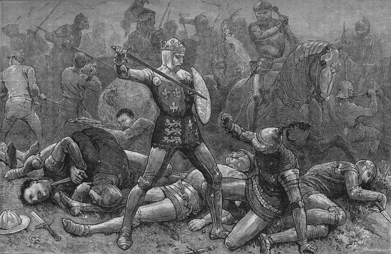 Henry og Alencon på Agincourt, 25. oktober 1415, c1880 av Unbekannt