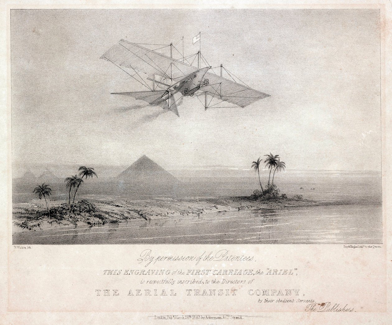 Hensons 'Ariel' over pyramidene, Egypt av Unbekannt