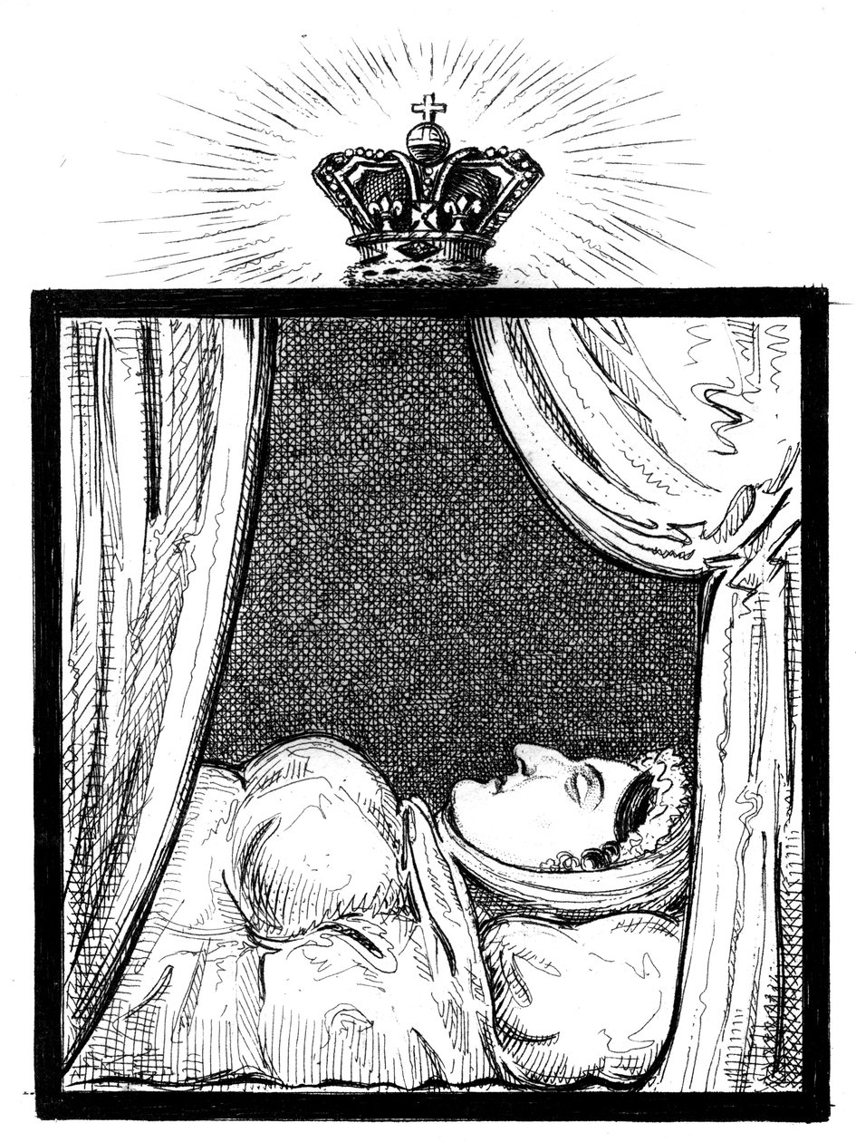 Hennes Majestet Dronning Caroline da hun dukket opp noen timer etter hennes død, c1821 av Unbekannt