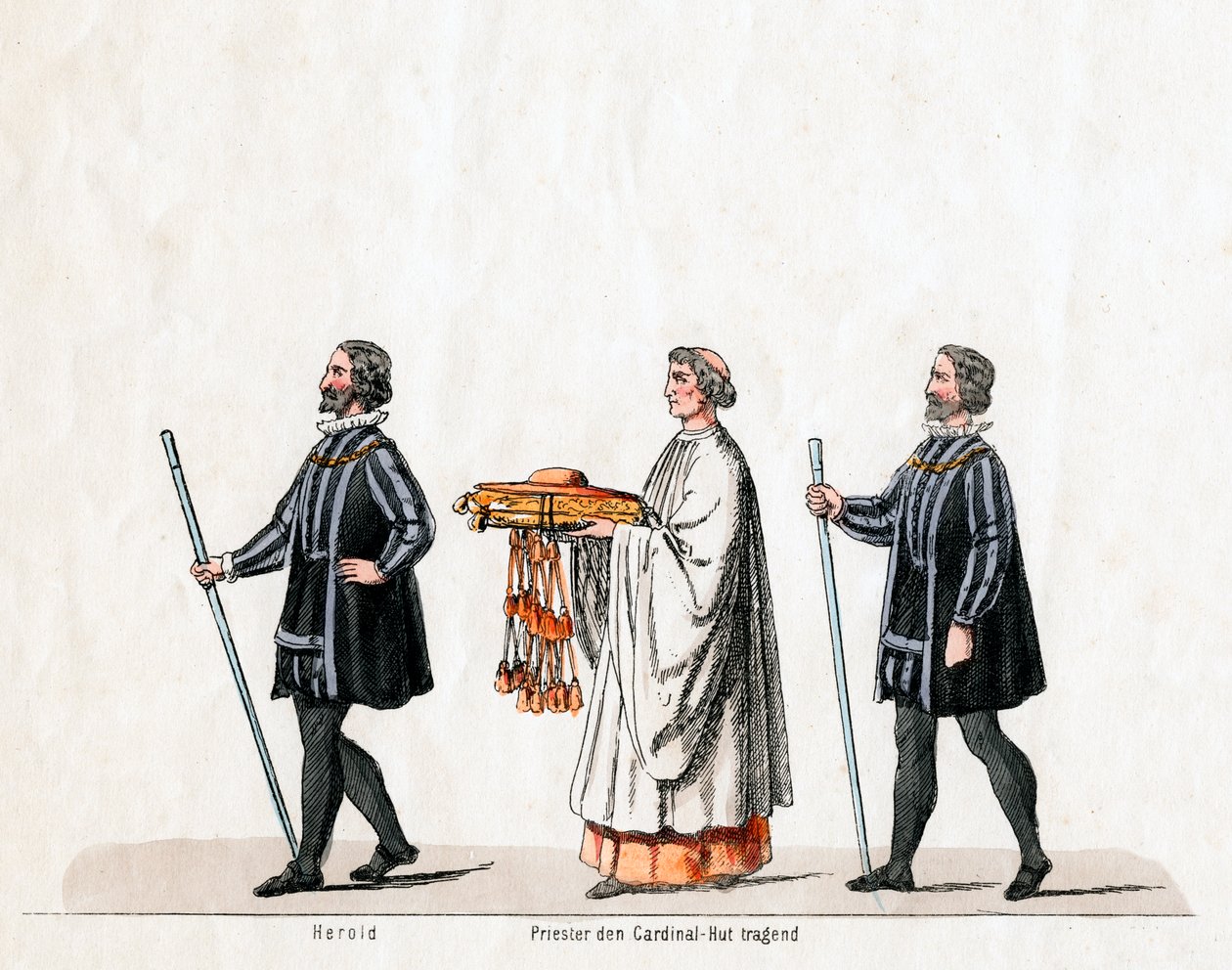 Heralder og prest, kostymedesign for Shakespeares skuespill, Henry VIII, 1800-tallet av Unbekannt