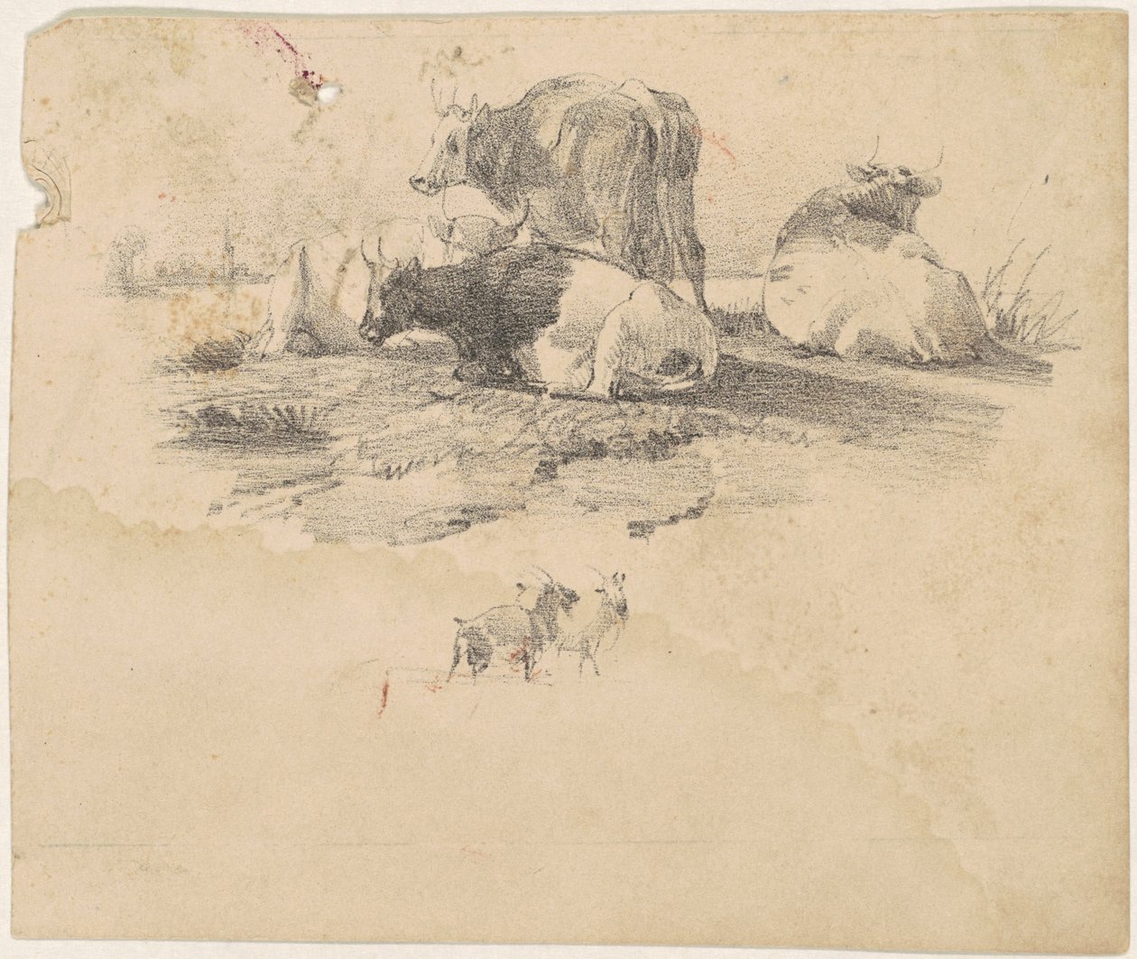 Storfeflokk, 1800-tallet. av Unbekannt