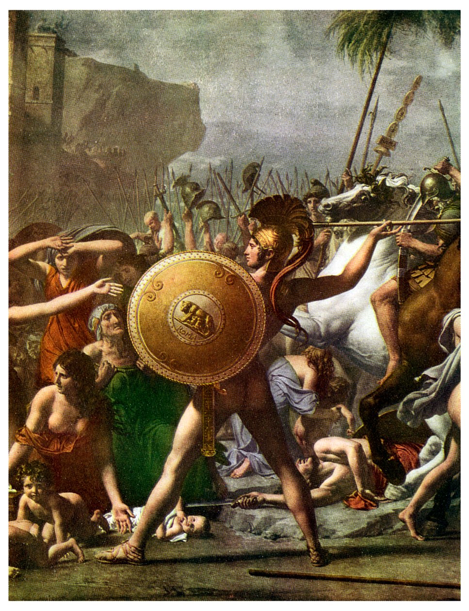 Heltedyrkelse: detalj fra The Intervention of the Sabine Women, 1799 1956 av Unbekannt