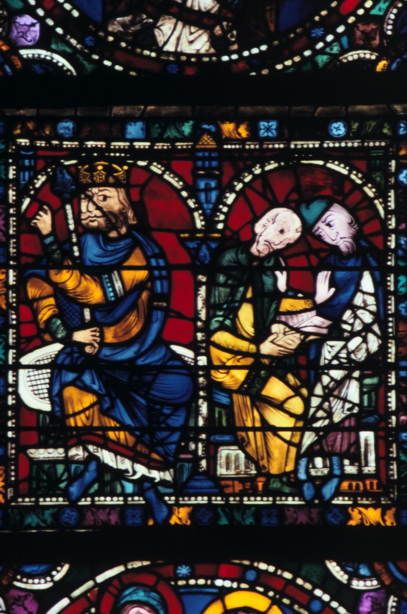 Herodes og hans rådgivere, farget glass, Chartres katedral, Frankrike, 1145-1155 av Unbekannt