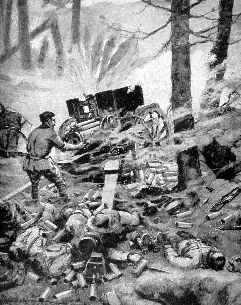 Heltemot av et italiensk 75 mm-batteri, første verdenskrig, 1915 av Unbekannt
