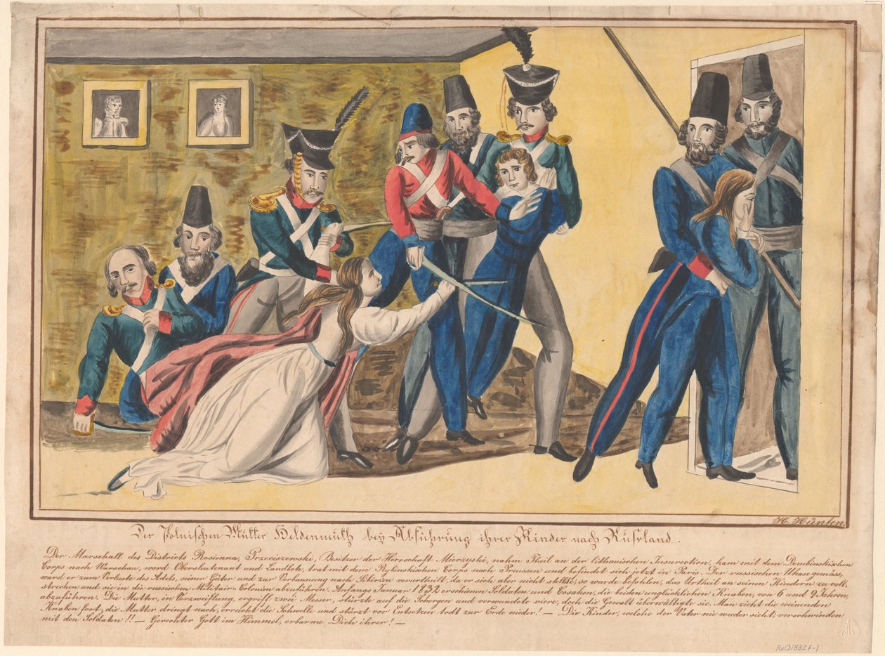 Heltemot av de polske mødrene under konvoiering av barna til Russland, 1832 av Unbekannt