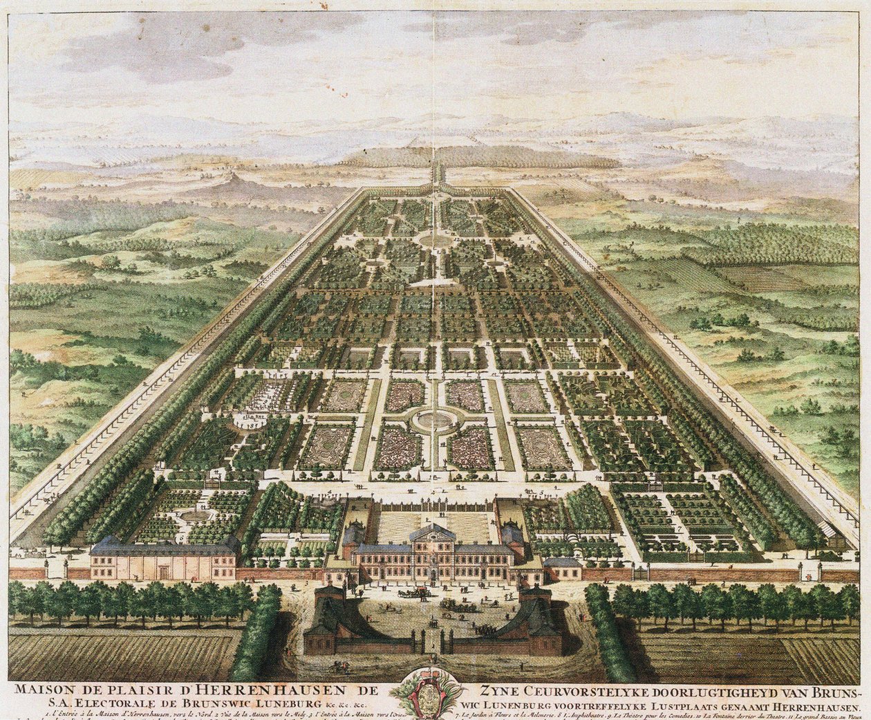 Herrenhausen: Slott og hager, ca. 1745 av Unbekannt