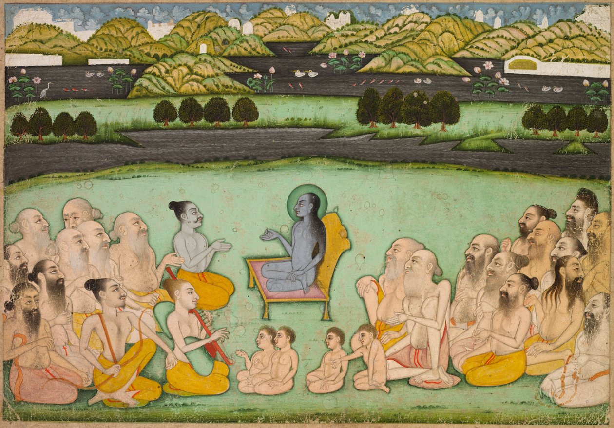 Hindu-guden Krishna snakker med eldste, ca. 1800. av Unbekannt