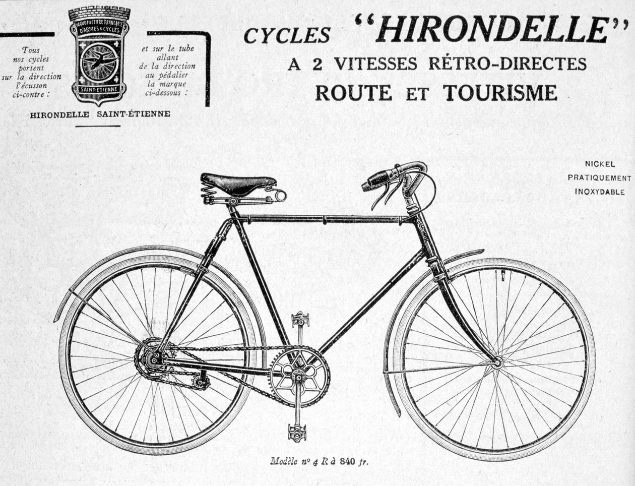 Hirondelle Saint Etienne, Annonse for sykkelturisme, 1900-tallet av Unbekannt