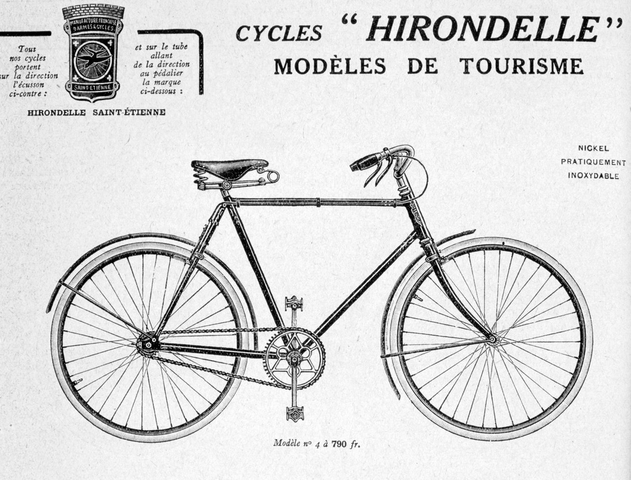 Hirondelle Saint Etienne sykkelturismeannonse, 1900-tallet av Unbekannt