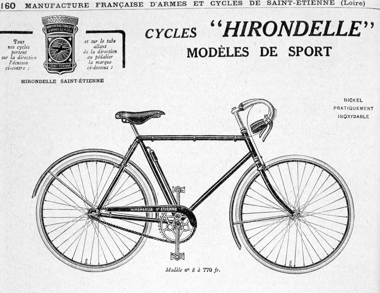 Hirondelle Saint Etienne, Annonse for sykkelturisme, 1900-tallet av Unbekannt