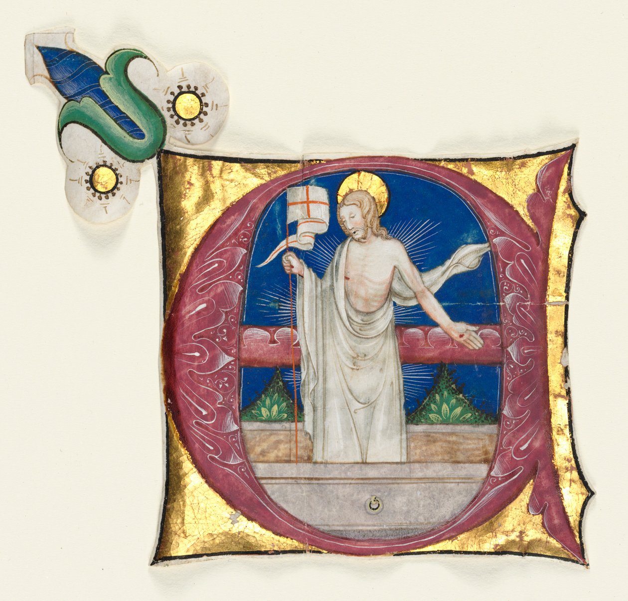 Historiert innledning E Utskåret fra et antifonarium: Risen Christ in the Tomb, ca. 1420-1450. av Unbekannt