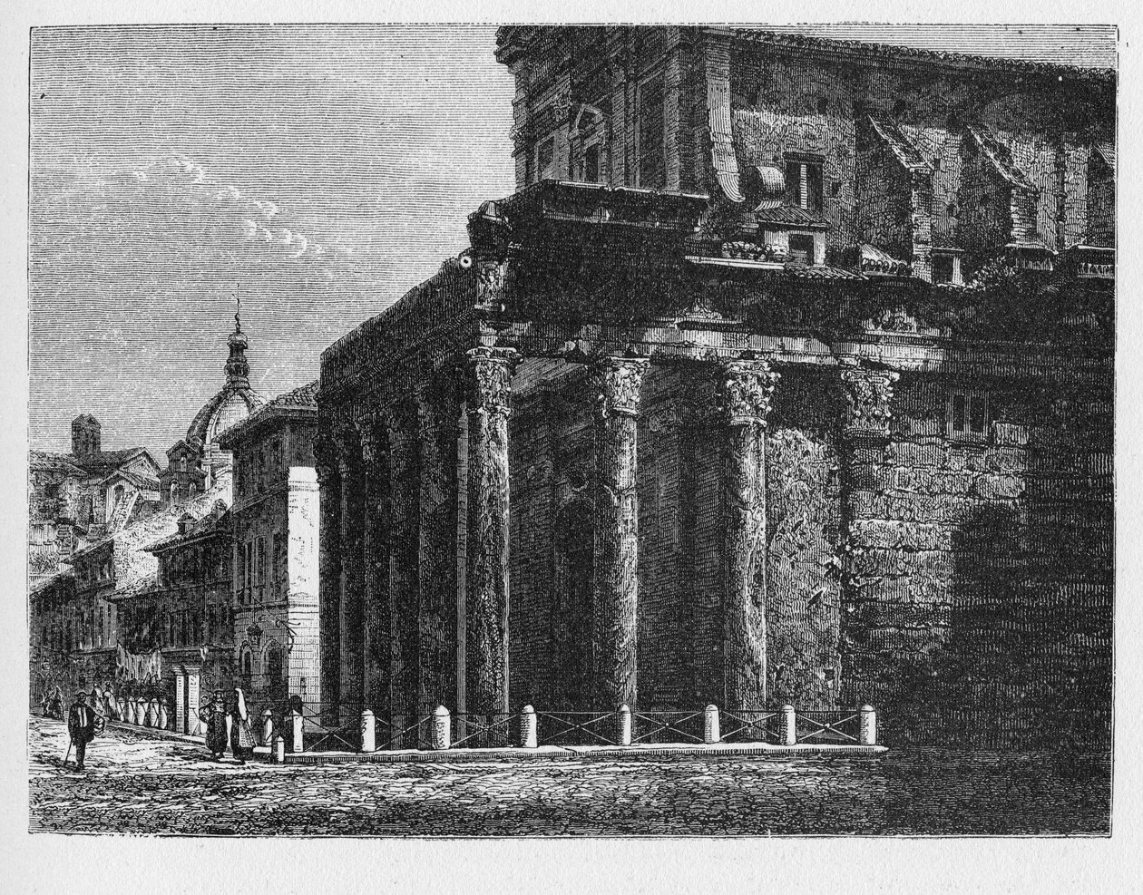 Historien om det gamle Roma. Temple of Antoninus and Faustina er et gammelt romersk tempel i Roma, tilpasset kirken San Lorenzo i Miranda. av Unbekannt