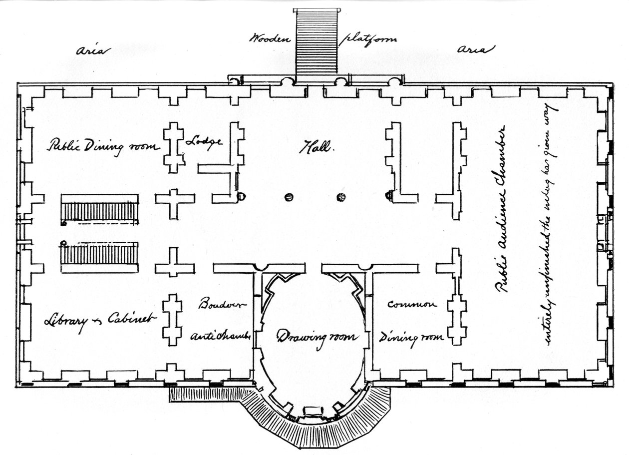 Hobans originale planer for Det hvite hus, 1700-tallet 1908 av Unbekannt