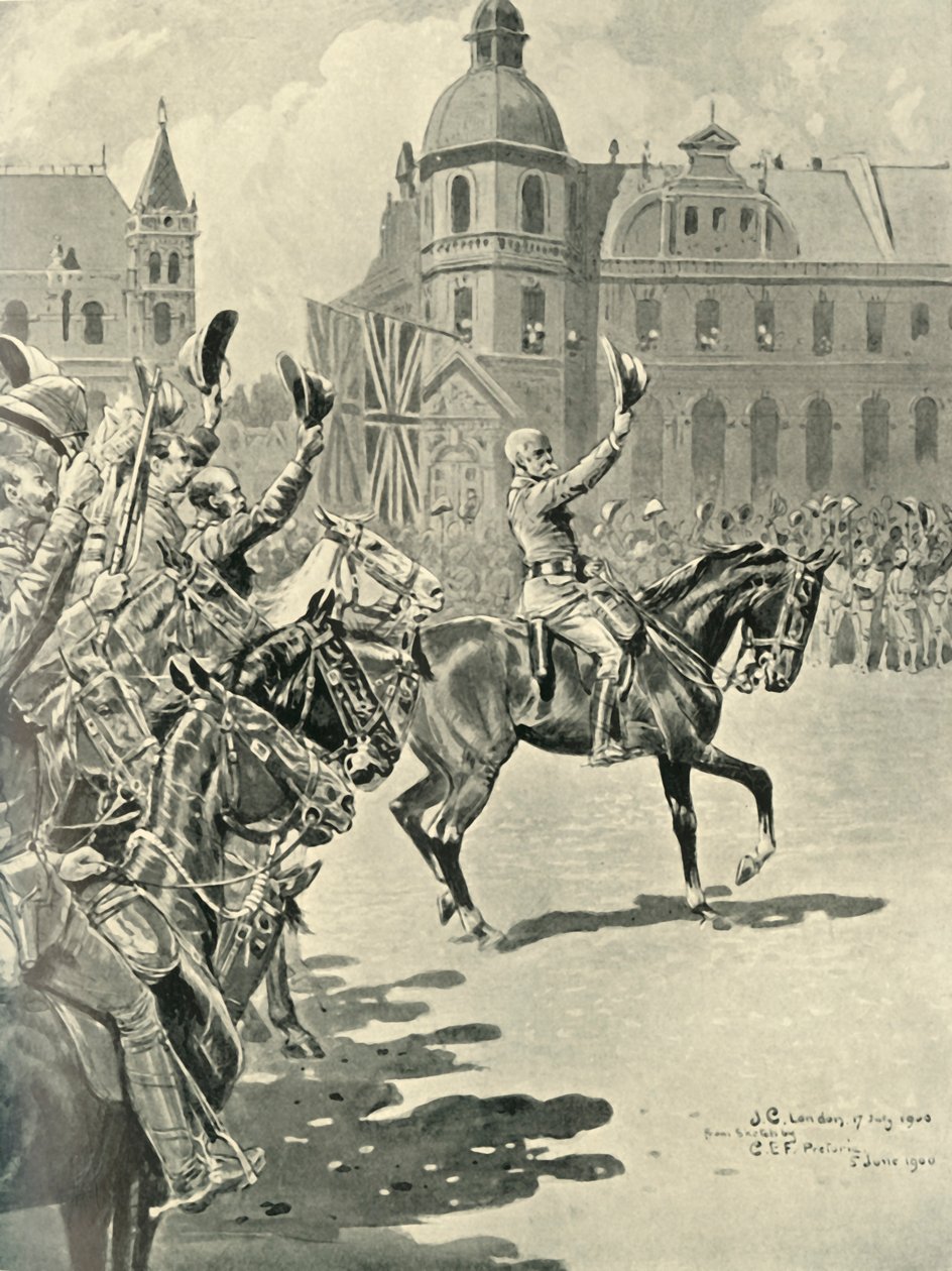 Heising av det britiske flagget i Pretoria: Lord Roberts Leading Cheers for the Queen, 1900, 1901. av Unbekannt