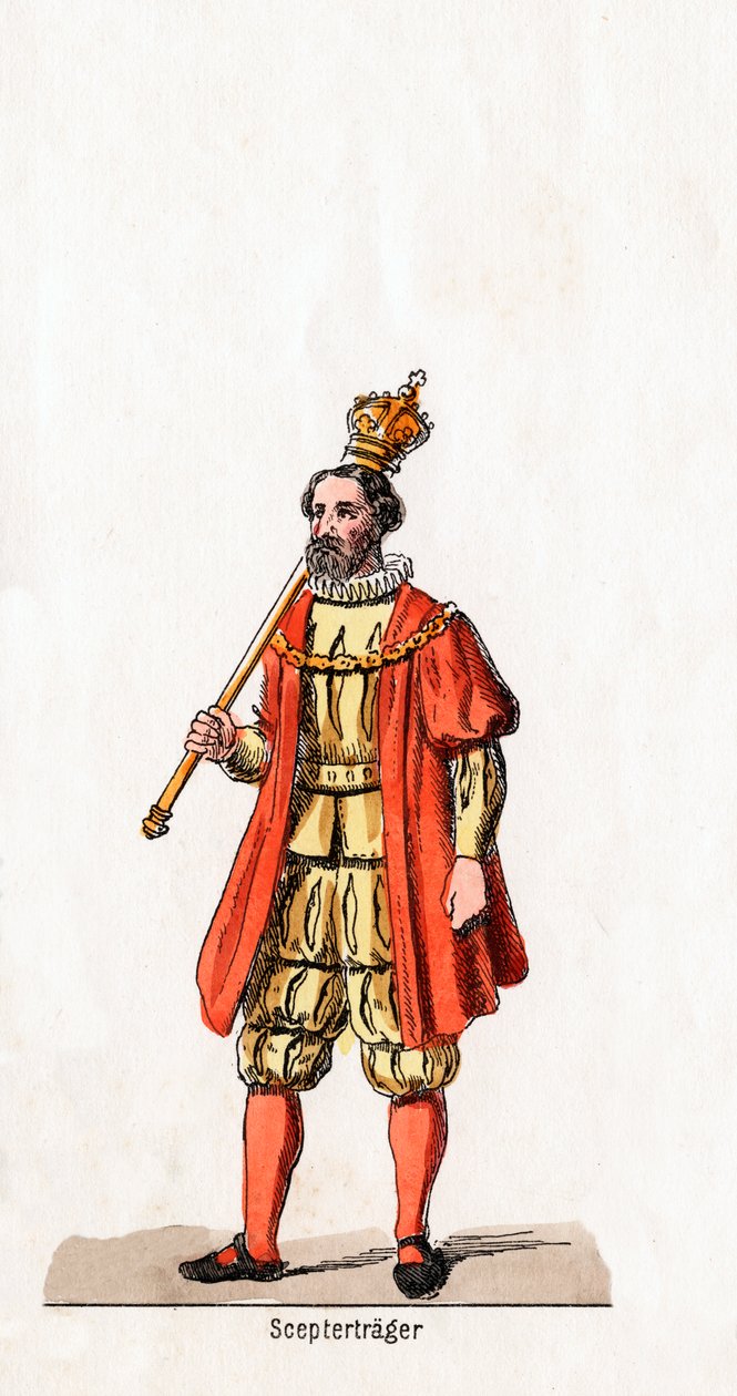 Holder av et septer, kostymedesign for Shakespeares skuespill, Henry VIII, 1800-tallet av Unbekannt