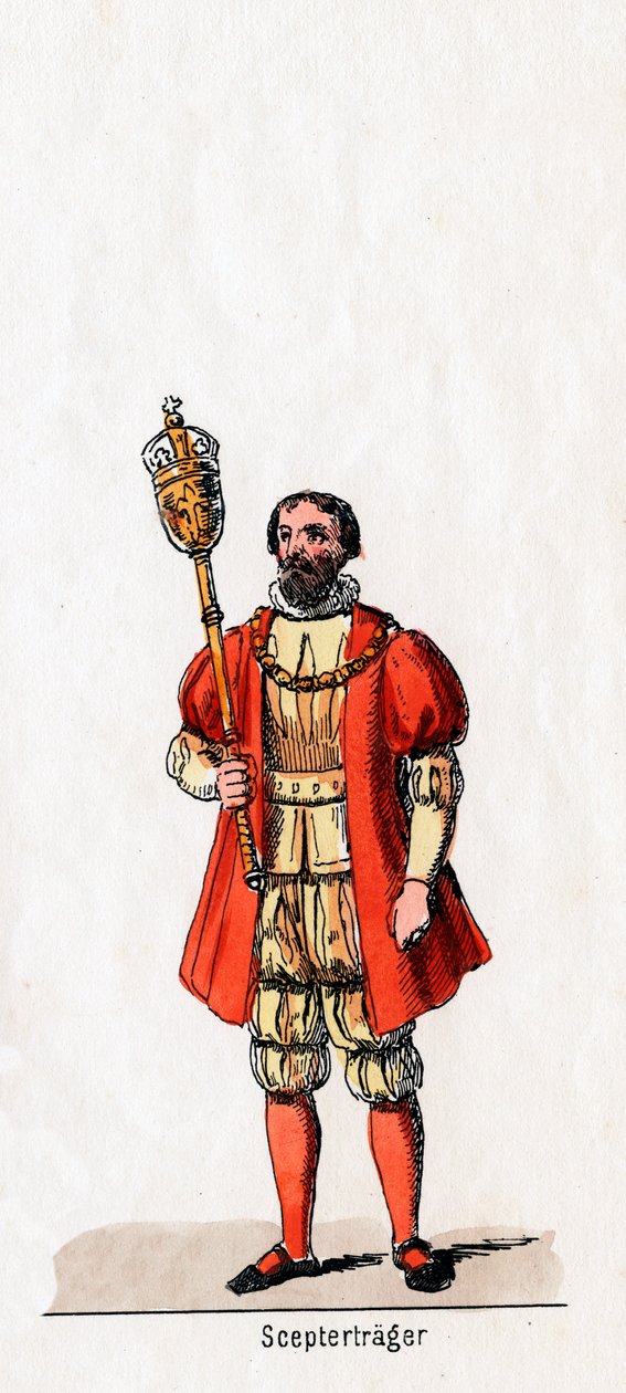 Holder av et septer, kostymedesign for Shakespeares skuespill, Henry VIII, 1800-tallet av Unbekannt