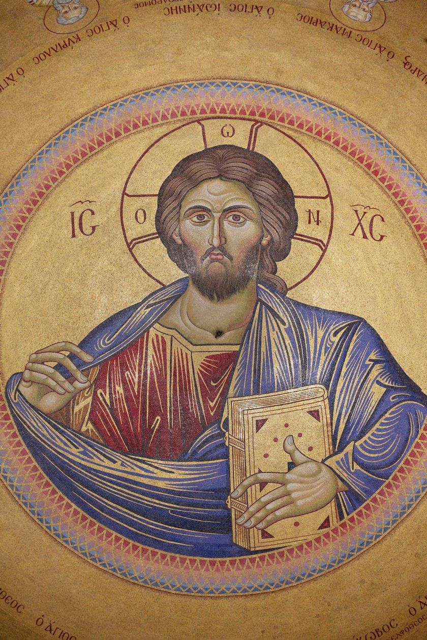 Den hellige gravs kirke, katolikonets tak, Kristus Pantocrator-mosaikk, Jerusalem, Israel av Unbekannt