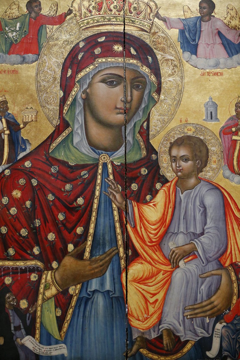 Den hellige gravkirke, det gresk-ortodokse katolikon, jomfru Maria og barneikon, Jerusalem, Israel av Unbekannt