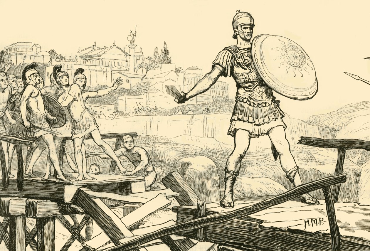 Horatius Cocles forsvarer broen, 1890. av Unbekannt