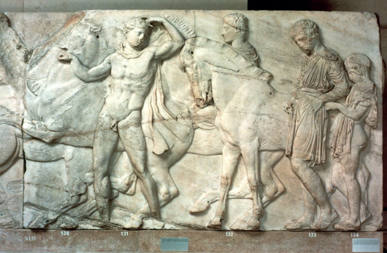 Ryttere fra Parthenon-frisen, 438-432 f.Kr av Unbekannt