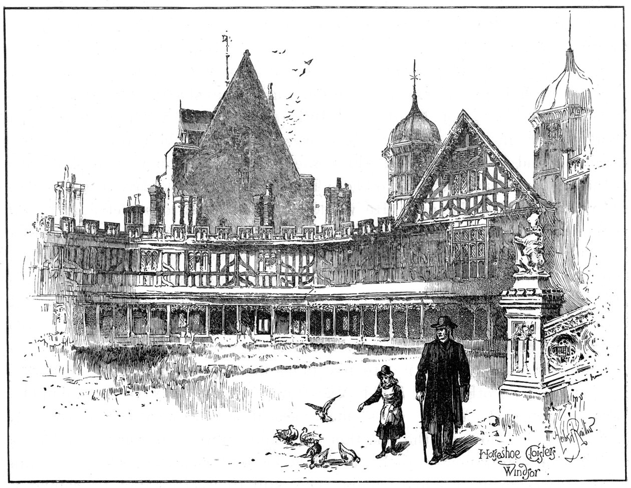 Horseshoe Cloisters, Windsor Castle, 1900 av Unbekannt