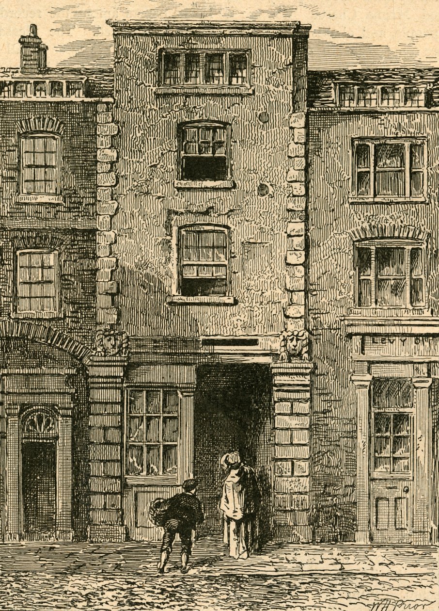 Huset sies å ha blitt okkupert av Dryden i Fetter Lane, 1897. av Unbekannt
