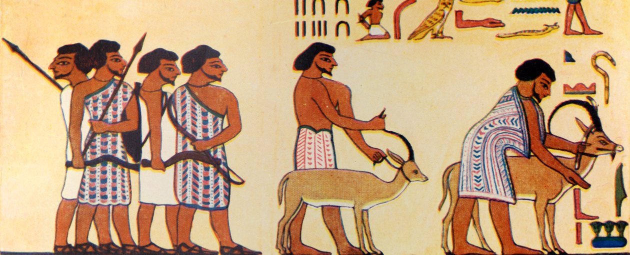 Hvordan en gammel egypter malte israelittenes komme inn i Egypt, ca 1930. av Unbekannt