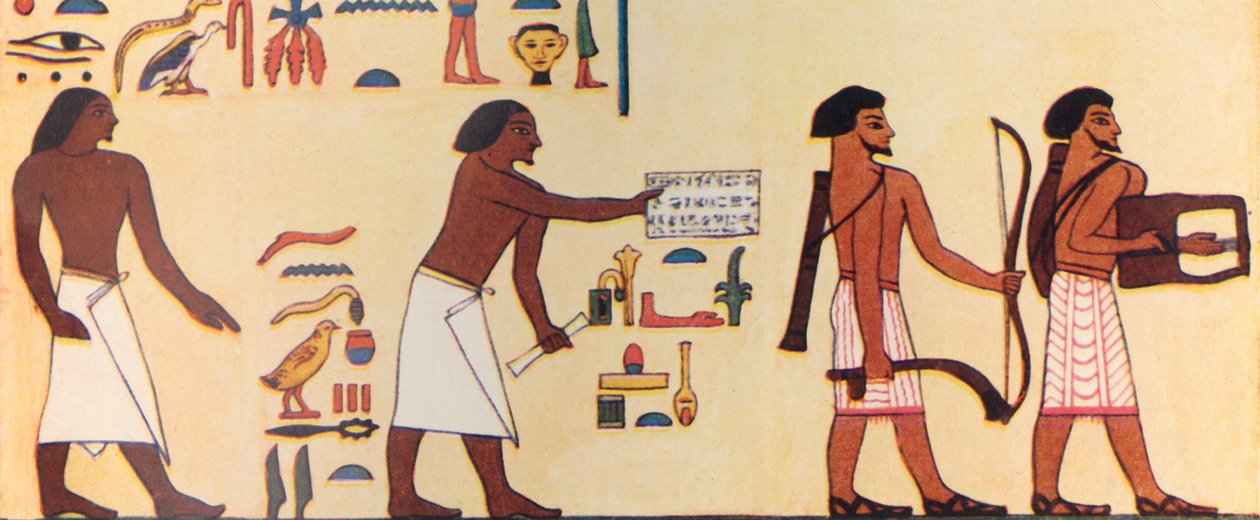 Hvordan en gammel egypter malte israelittenes komme inn i Egypt, ca 1930. av Unbekannt
