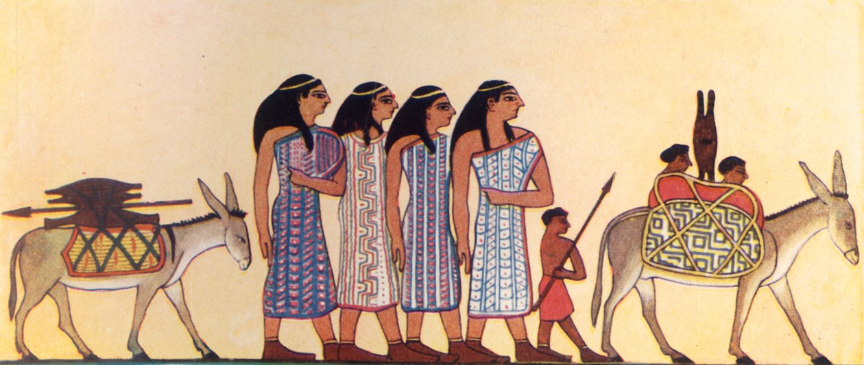 Hvordan en gammel egypter malte israelittenes komme inn i Egypt, ca 1930. av Unbekannt