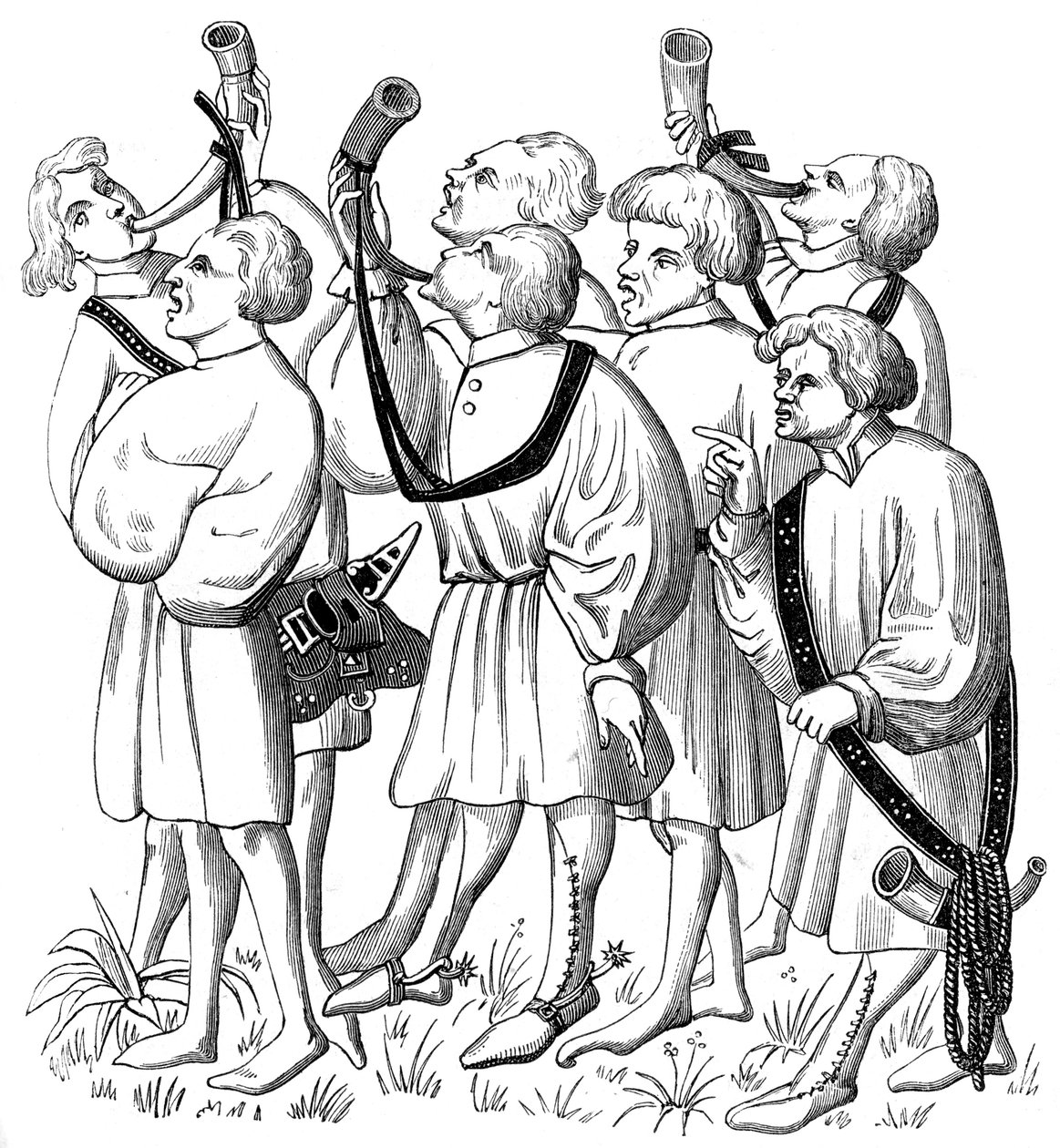 Hvordan rope og blåse i horn, 1400-tallet 1849 av Unbekannt