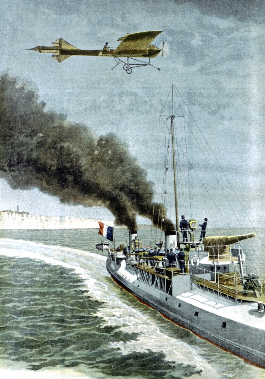 Hubert Latham forsøkte å fly sitt Antoinette-monoplan over Den engelske kanal, 1909 av Unbekannt