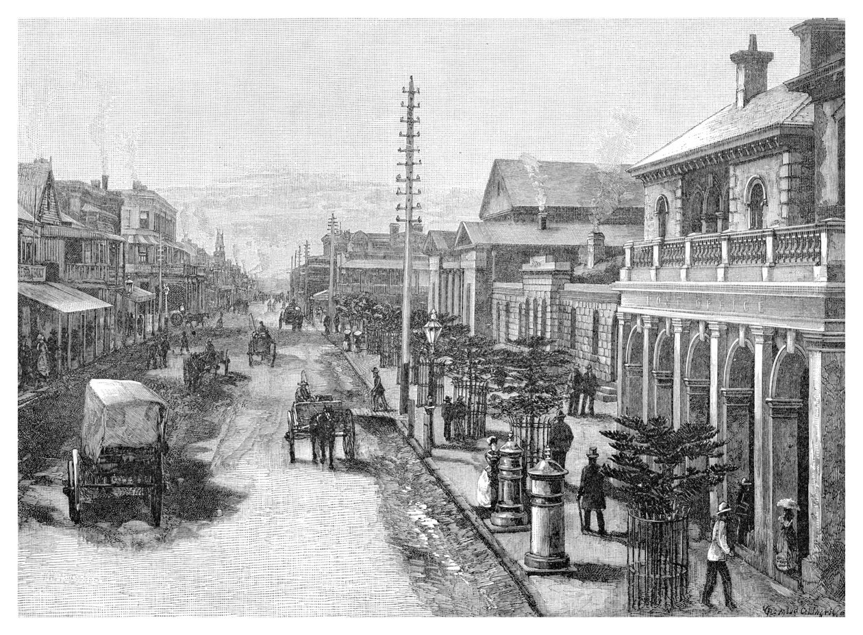 Hunter Street, Newcastle, New South Wales, Australia, 1886 av Unbekannt