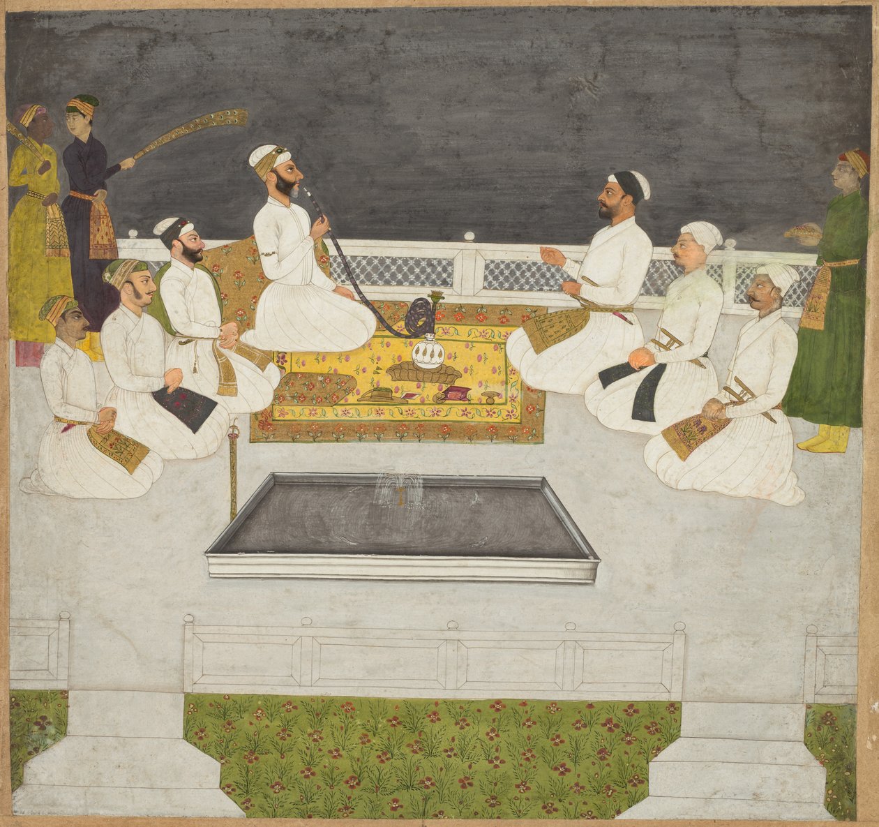 Husain Ali Khan underholder sine brødre Sayyid-brødrene, ca. 1712-19. av Unbekannt