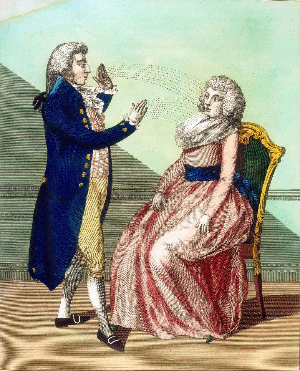 Hypnotisør hypnotiserer en pasient, c1795 av Unbekannt