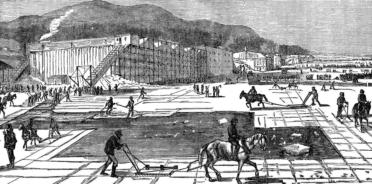 Issamling på Hudson River nær New York, USA, 1875 av Unbekannt