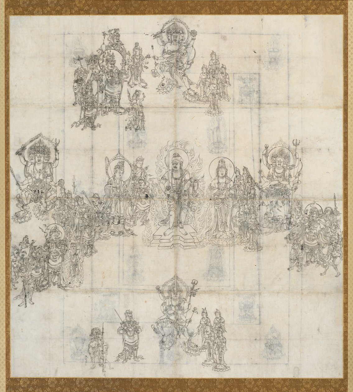 Ikonografisk skisse Zuzo for the Benevolent Kings Sutra Mandala, 1100-tallet. av Unbekannt