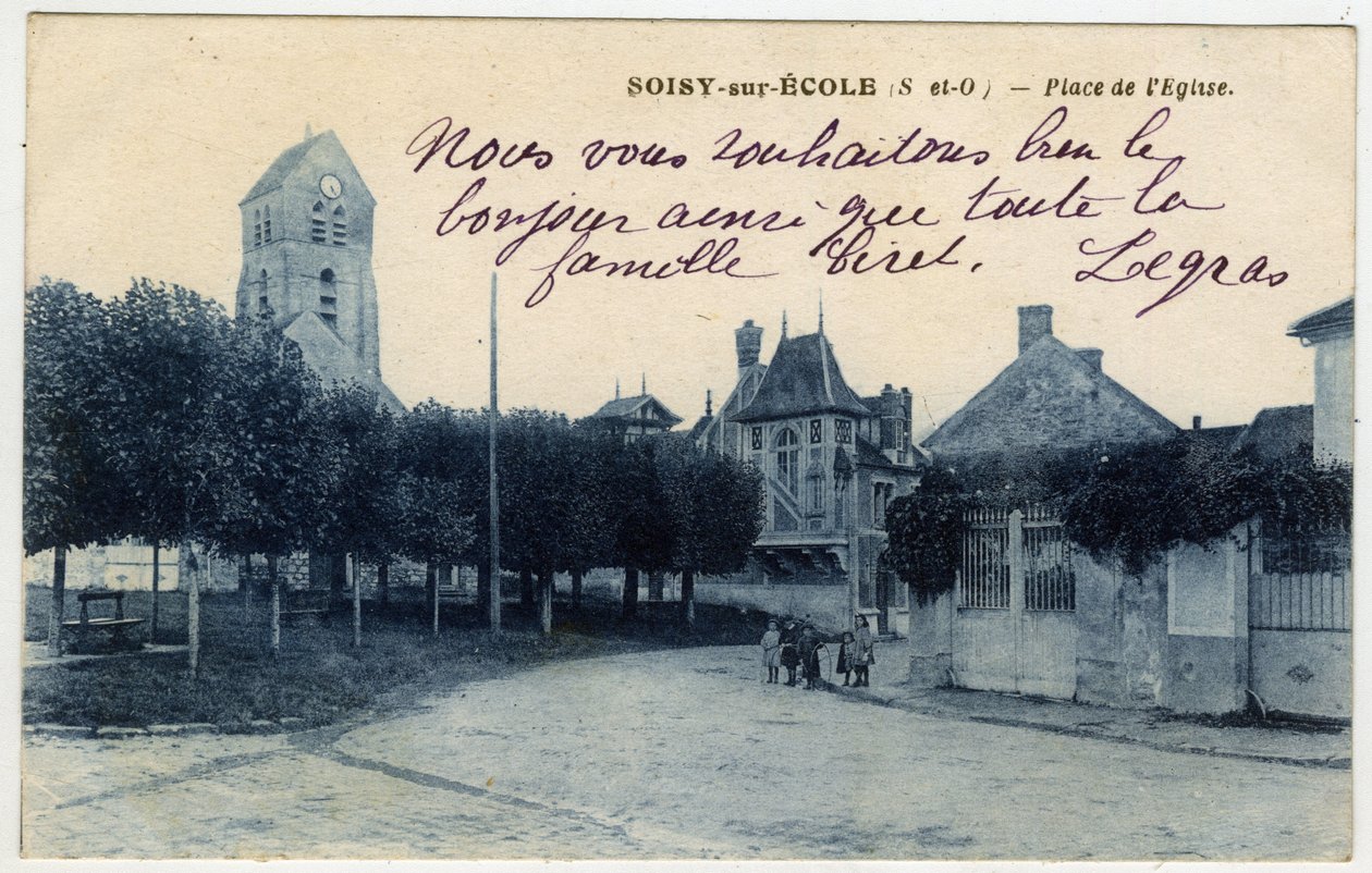 Ile de France, Essonne (91), Soisy sur Ecole (Soisy-sur-Ecole): Kirketorg - Postkort sent på 1800-tallet - begynnelsen av 1900-tallet av Unbekannt