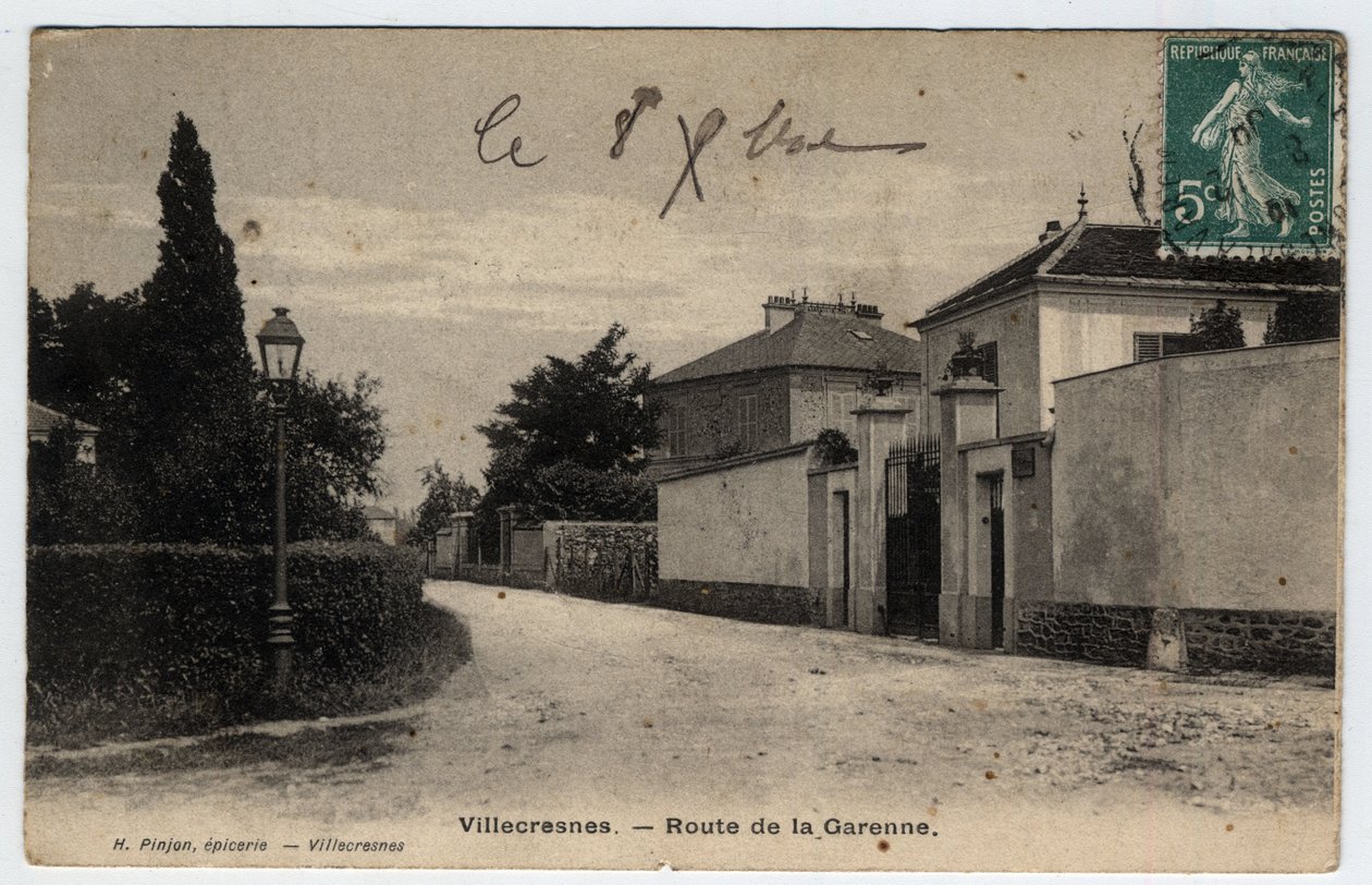 Ile de France, Val de Marne (94), Villecresnes: Garenne-veien - Postkort datert 1909 av Unbekannt