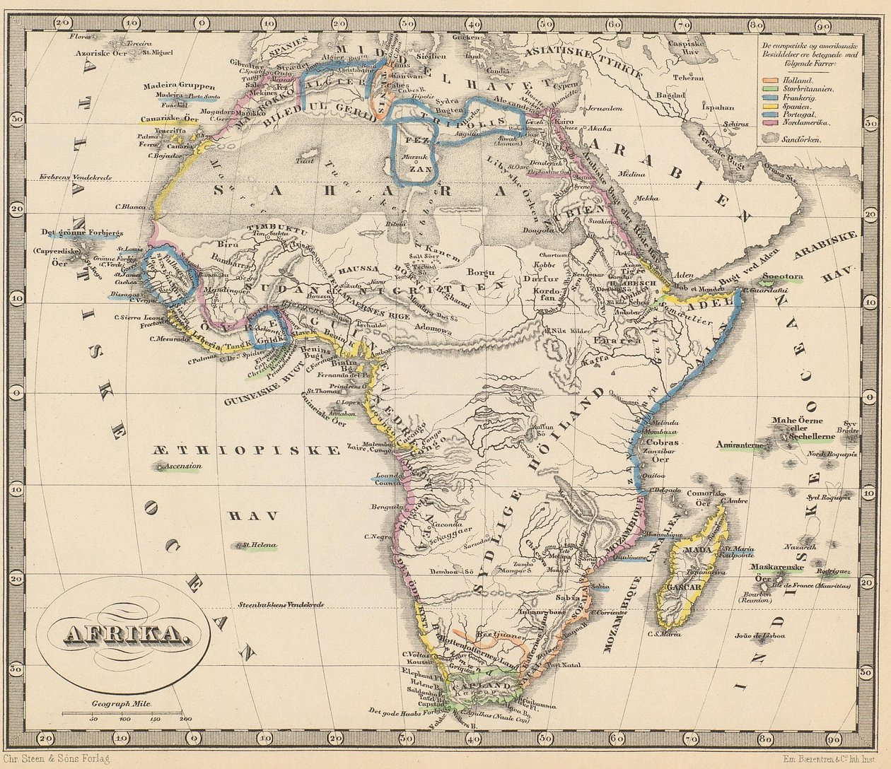 Illustrasjon hentet fra boken Atlas over alle Jordens Dele av ukjent forfatter og utgitt av Chr. Steen & Søn (Kjøbenhavn, 1857) av Unbekannt