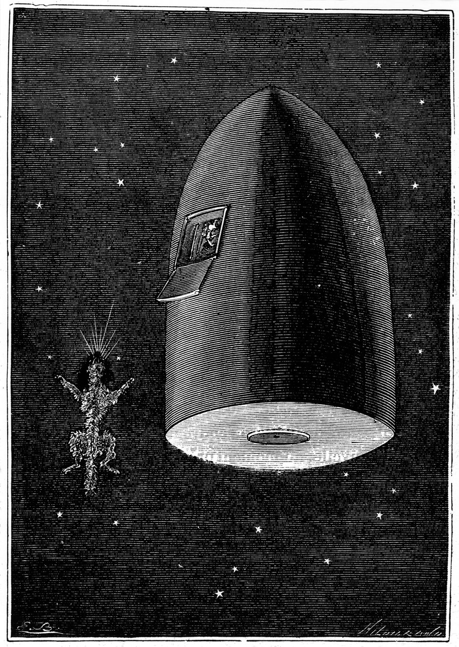 Illustrasjon fra Fra jorden til månen av Jules Verne, 1865 av Unbekannt