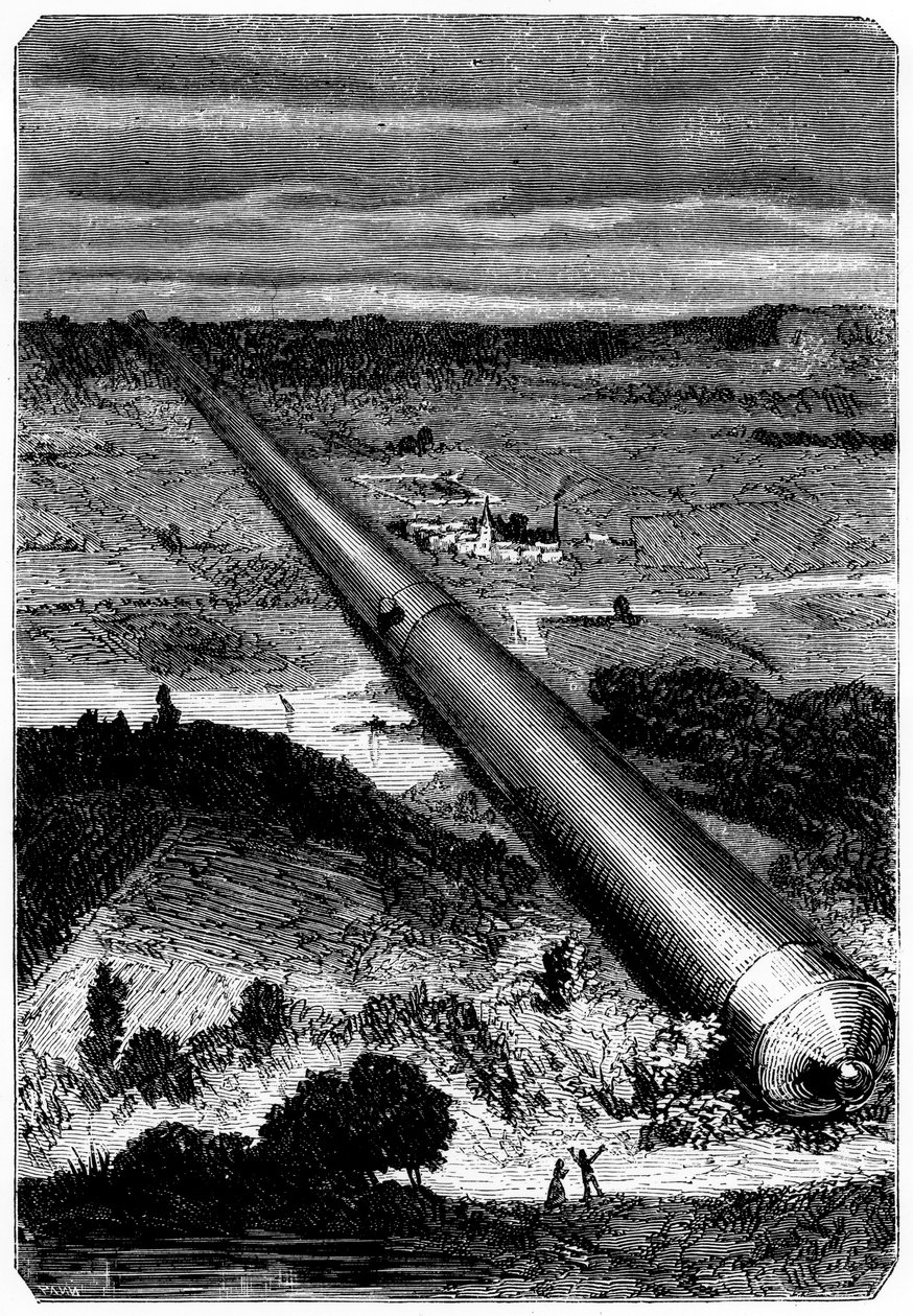 Illustrasjon fra Fra jorden til månen av Jules Verne, 1865 av Unbekannt