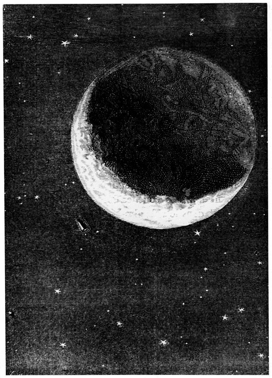 Illustrasjon fra Fra jorden til månen av Jules Verne, 1865 av Unbekannt
